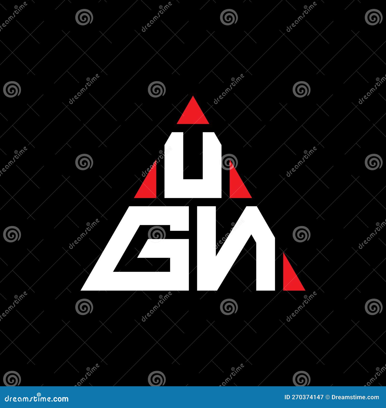 UGN Triangle Letter Logo Design with Triangle Shape. UGN Triangle Logo