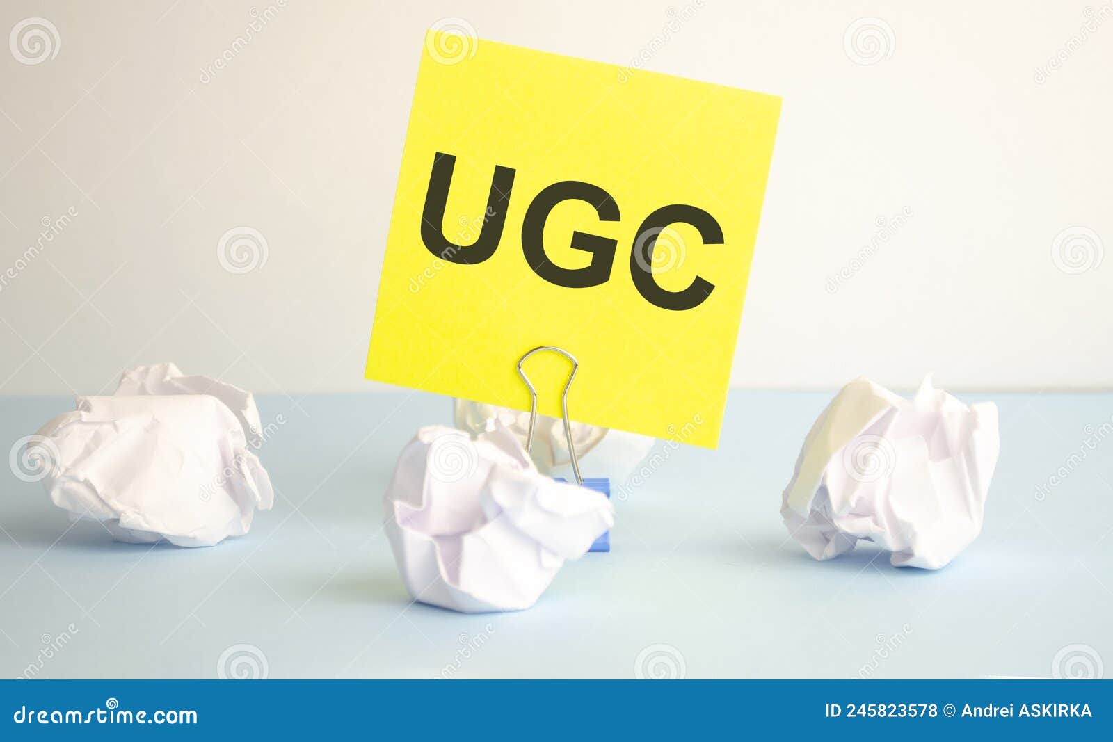 UGS or Usergenerated Content Acronym for Social Media on Colorful Bright Pastel Sticky Notes