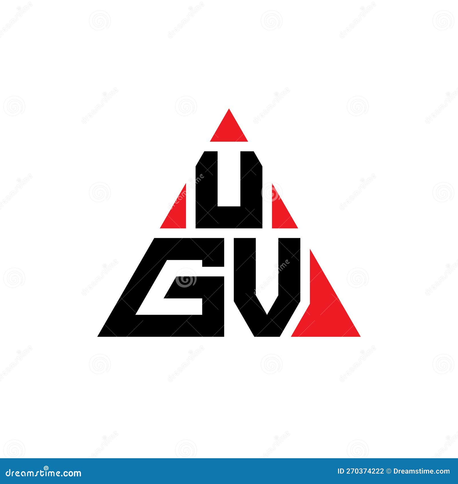 ugv triangle letter logo  with triangle . ugv triangle logo  monogram. ugv triangle  logo template with red