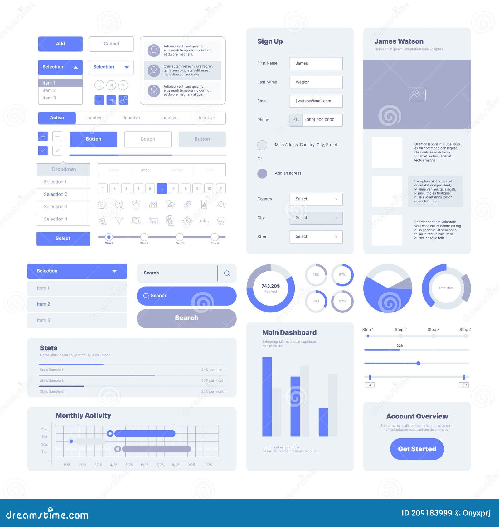 Ui Kit. User Layout Elements For Web Design Projects And Mobile Application  Items Garish Vector Templates Stock Vector - Illustration Of Diagram,  Business: 209183999
