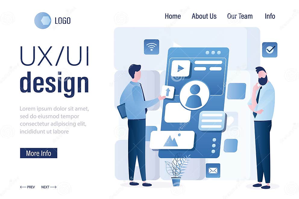 UI, UX Design Landing Page Template. Group of Designers or Programmers ...