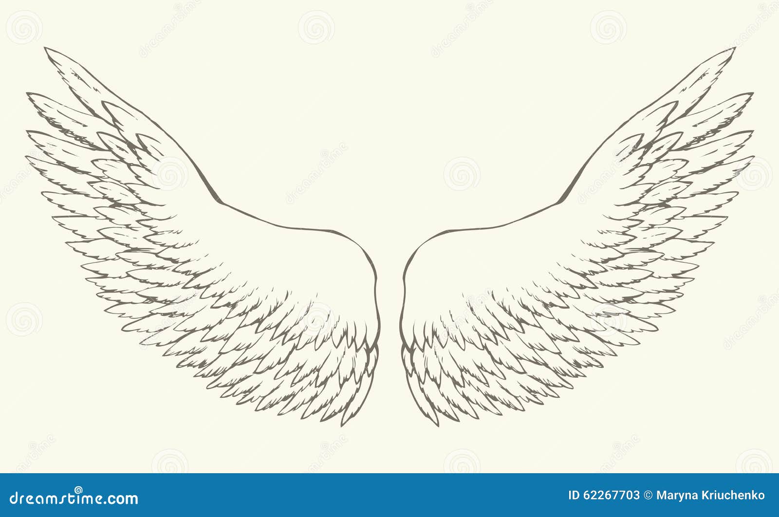 Hoe Teken Je Een Engel Uitgestrekte Vleugels Vector Tekening Vector Illustratie - Illustration
