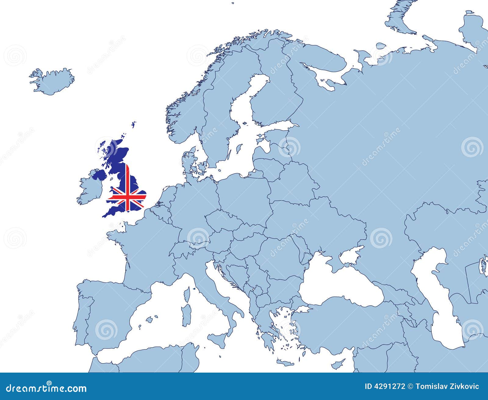 Uk On Europe Map Stock Vector Illustration Of Union Isolated