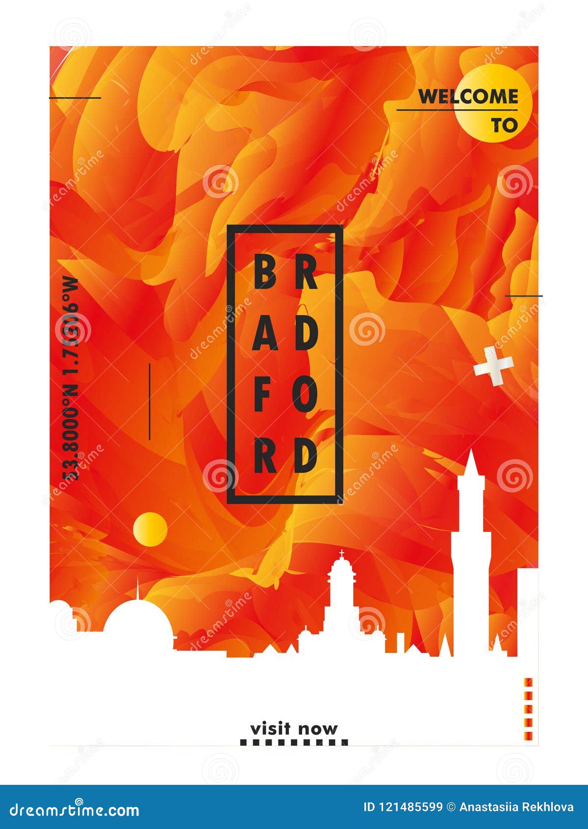 Bradford Skyline Vector Colorful Poster On Beautiful Triangular Texture ...