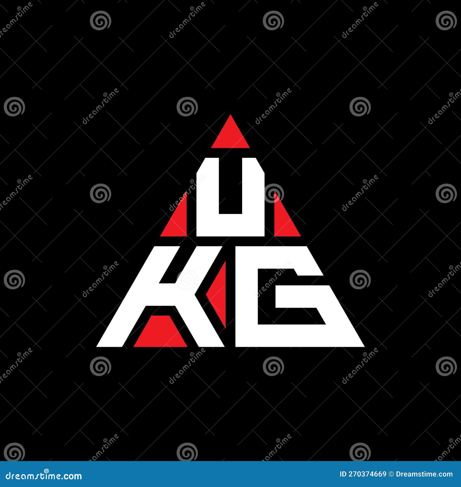 ukg triangle letter logo  with triangle . ukg triangle logo  monogram. ukg triangle  logo template with red