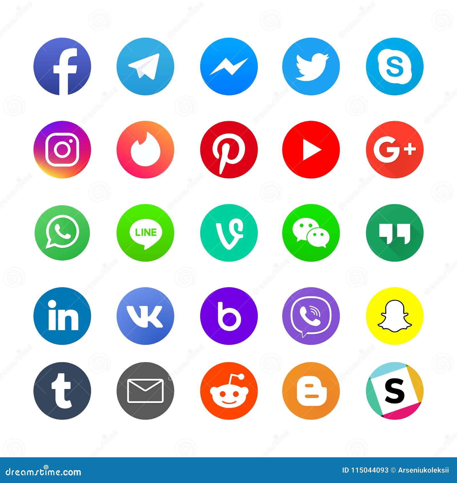 Popular Social Media App And Messenger Icons Set Editorial ...