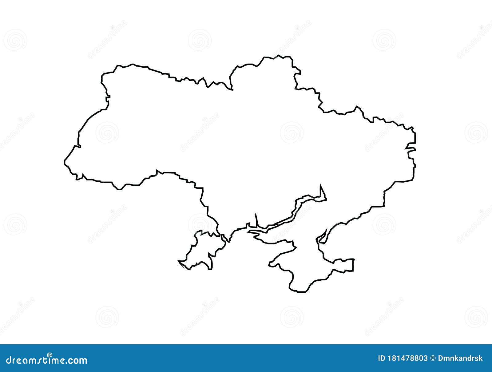 Ukraine Outline Map National Borders Country Shape Stock Vector