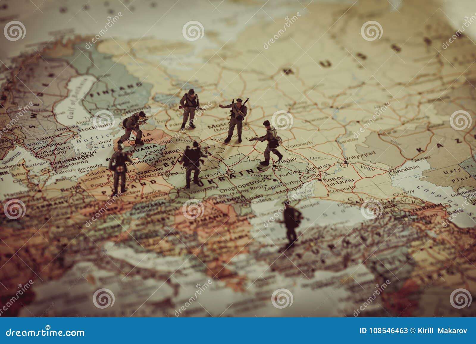 ukraine, russia and eurounion countries military conflict. geopolitical concept