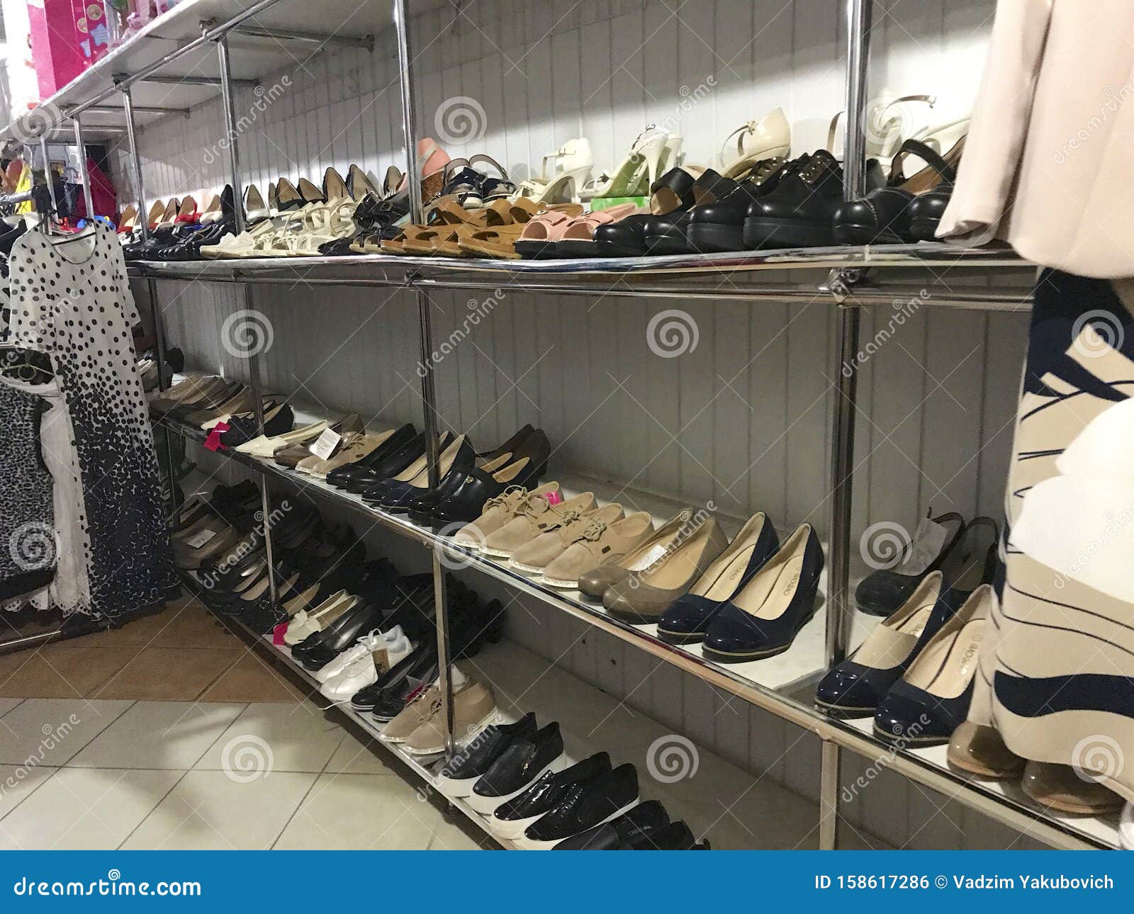 UKRAINE, TRANSCARPATHIA, SEPTEMBER 3, 2019, Shoes on the Shelves in the ...