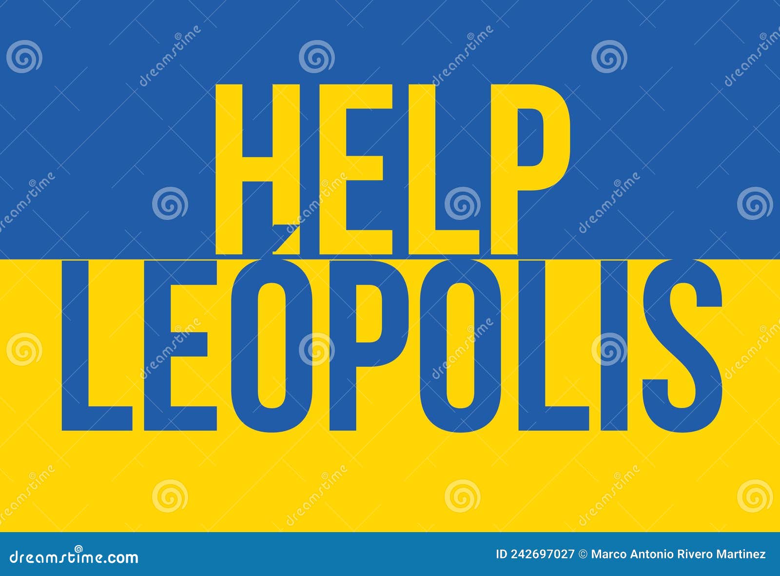 ukrainian flag with text help leopolis