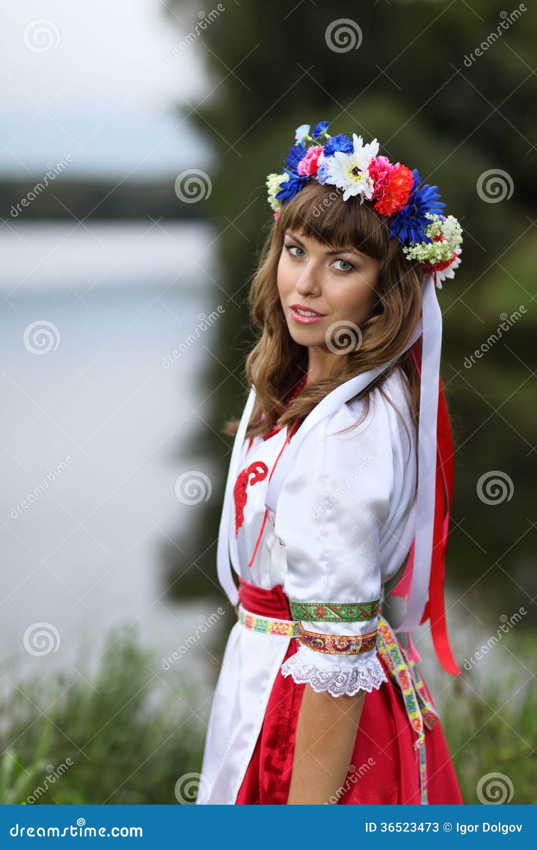 Ukrainian Girl on the Banks of the River Stock Image - Image of bank ...
