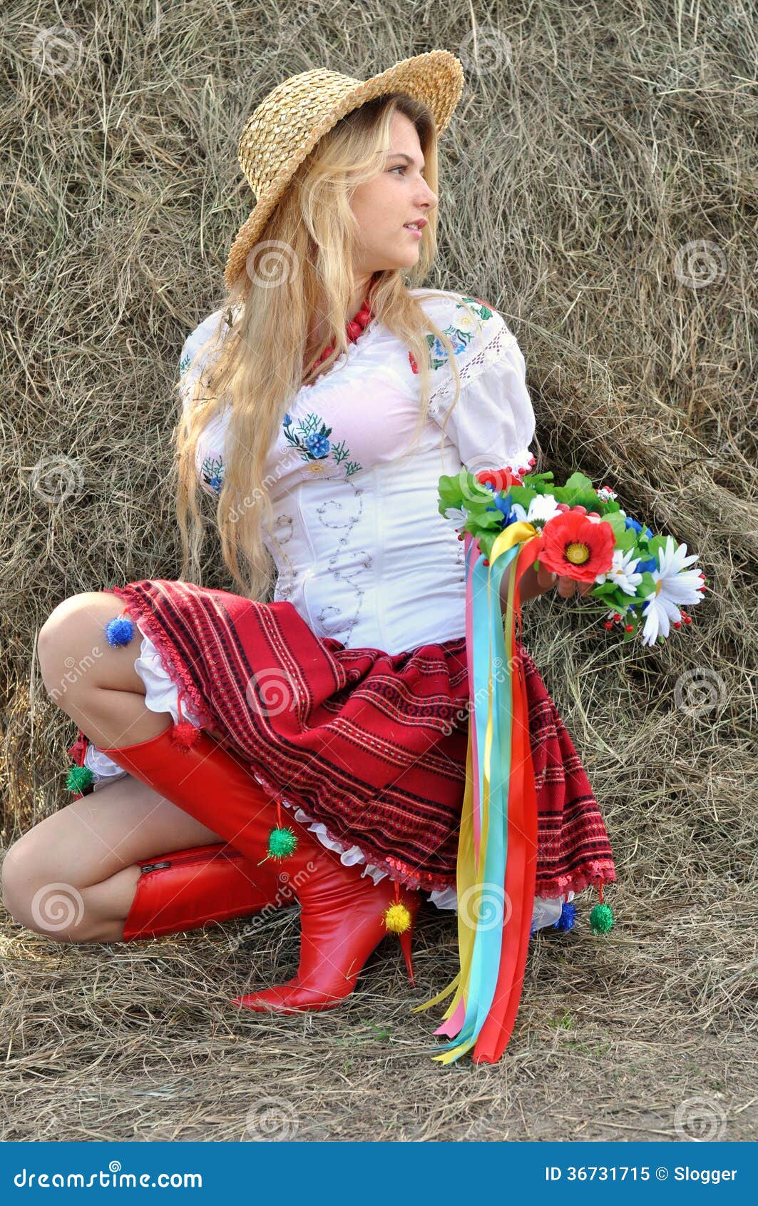 Ukrainian Teenage Girl in Traditional Clothes Stock Image - Image
