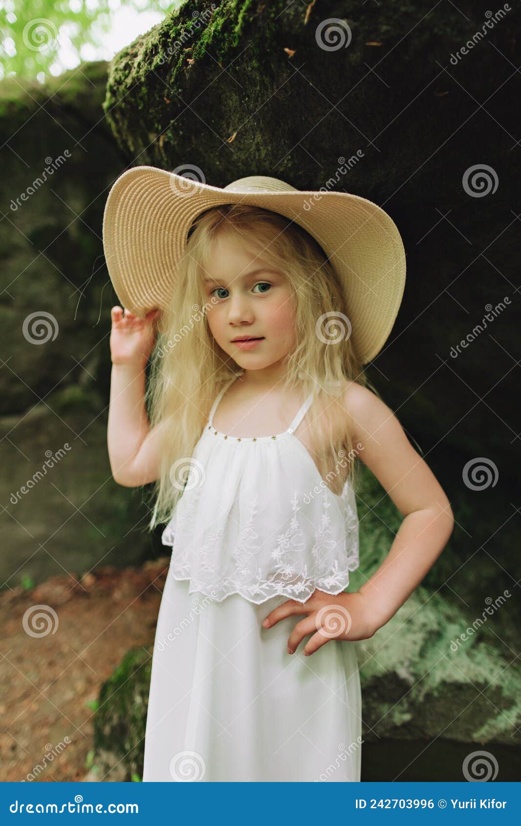 Ukrainian 7 Year Old Girl with White Hair Like an Angel Walking in the  Woods on the Rocks Stock Photo - Image of european, person: 242703996