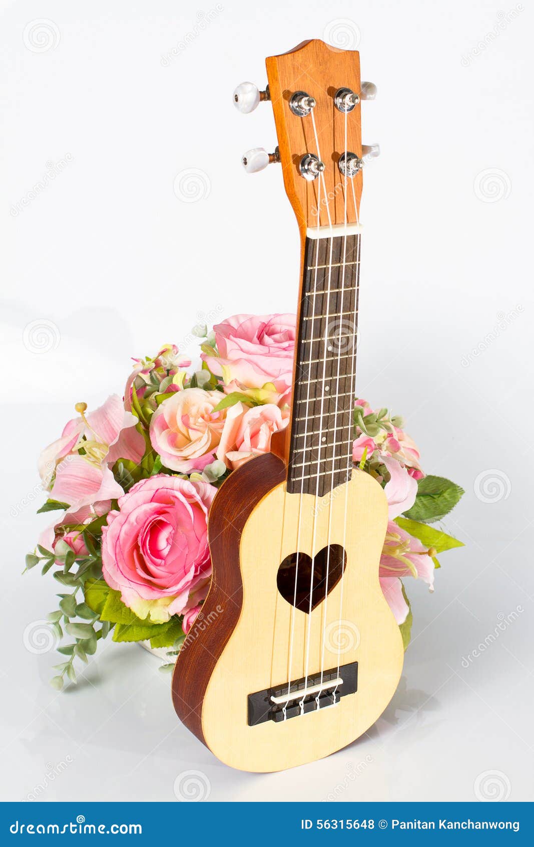 Ukulele and Beautiful Flower Stock Photo Image of object