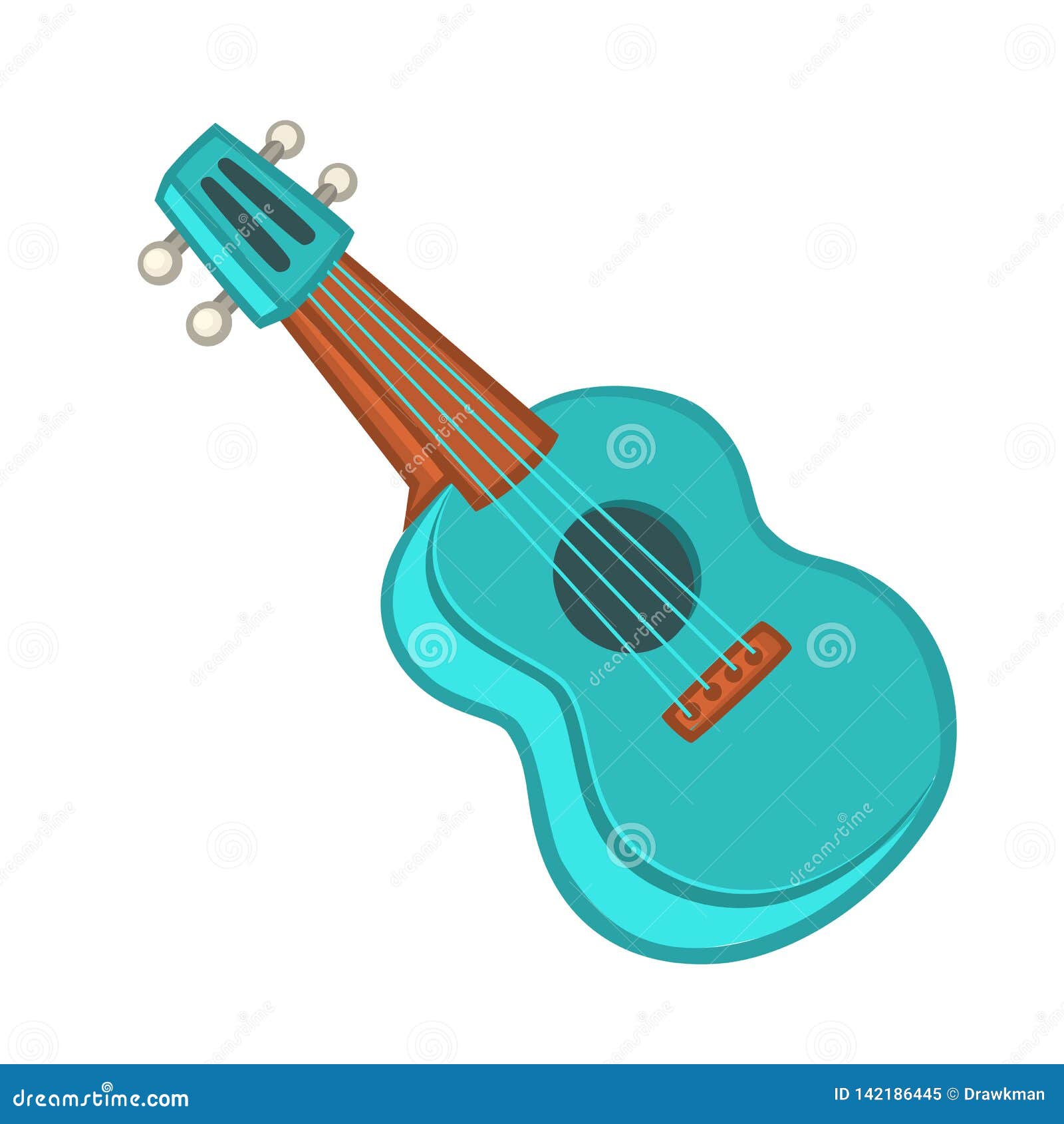 Cartoon Ukulele Illustration. Vector Icon Of Ukulele Isolated Stock