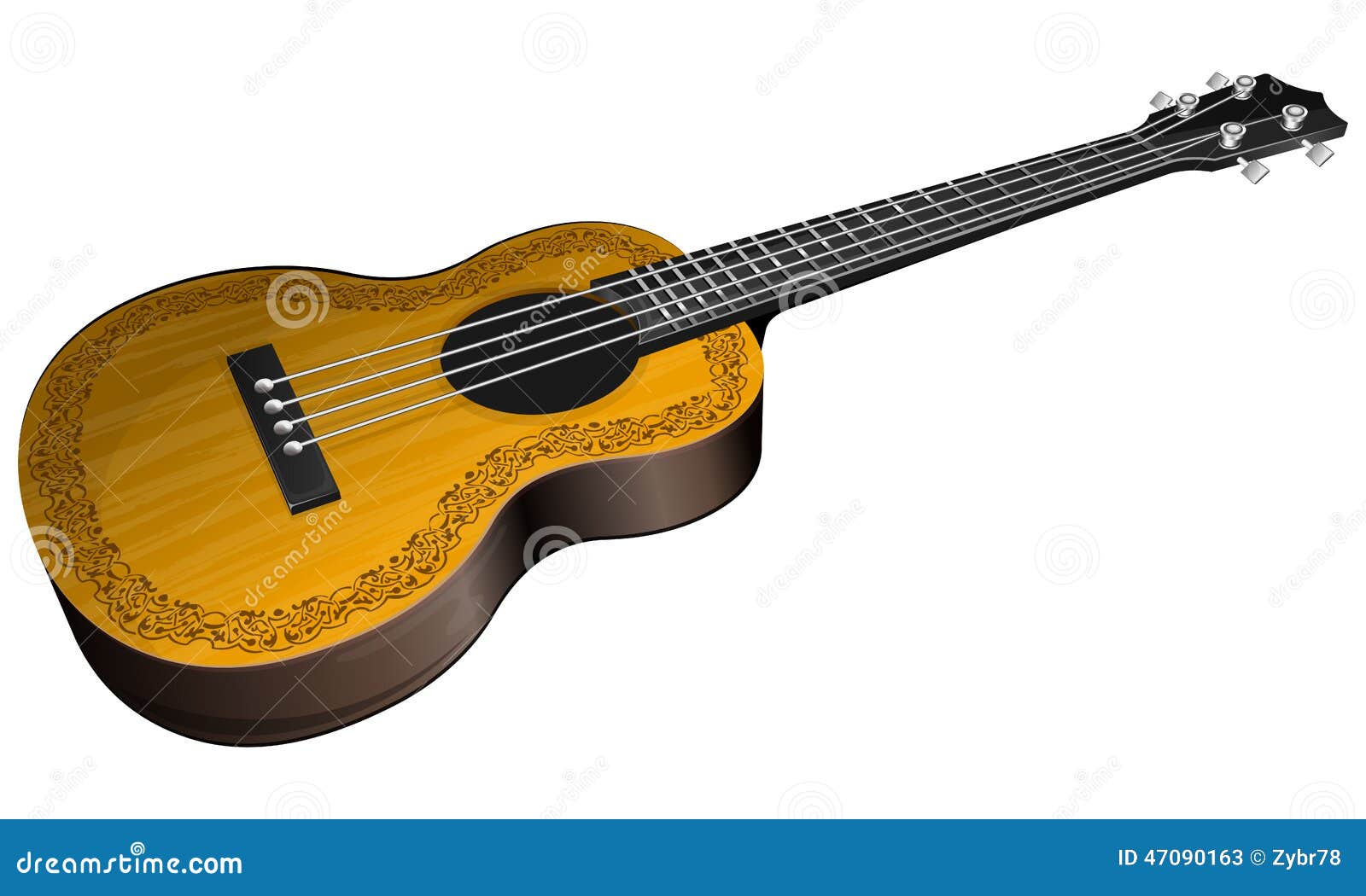 Ukulele with floral border stock vector. Illustration of music 47090163