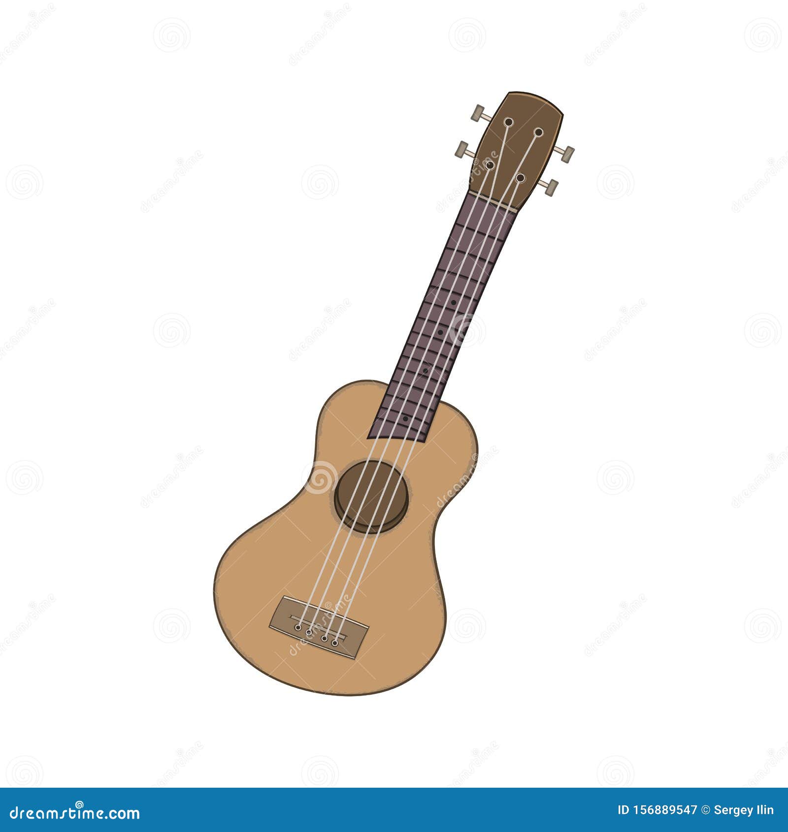 Ukulele. Isolated Illustration on a White in Cartoon Style. Design Element. Stock Vector - Illustration of string, music: 156889547