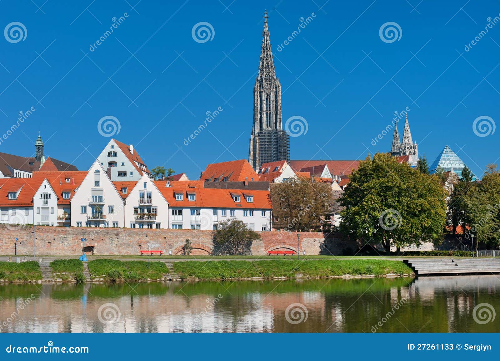 Ulm in summer stock image. Image of trees, cathedral 27261133