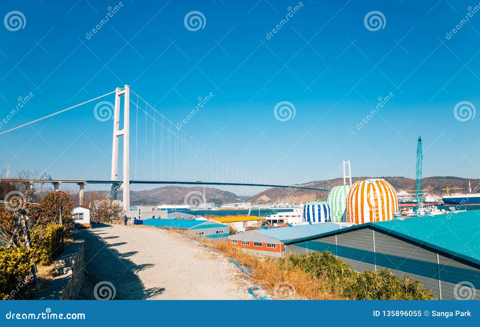 Ulsan Harbor Bridge in Korea Stock Image Image of asia, background