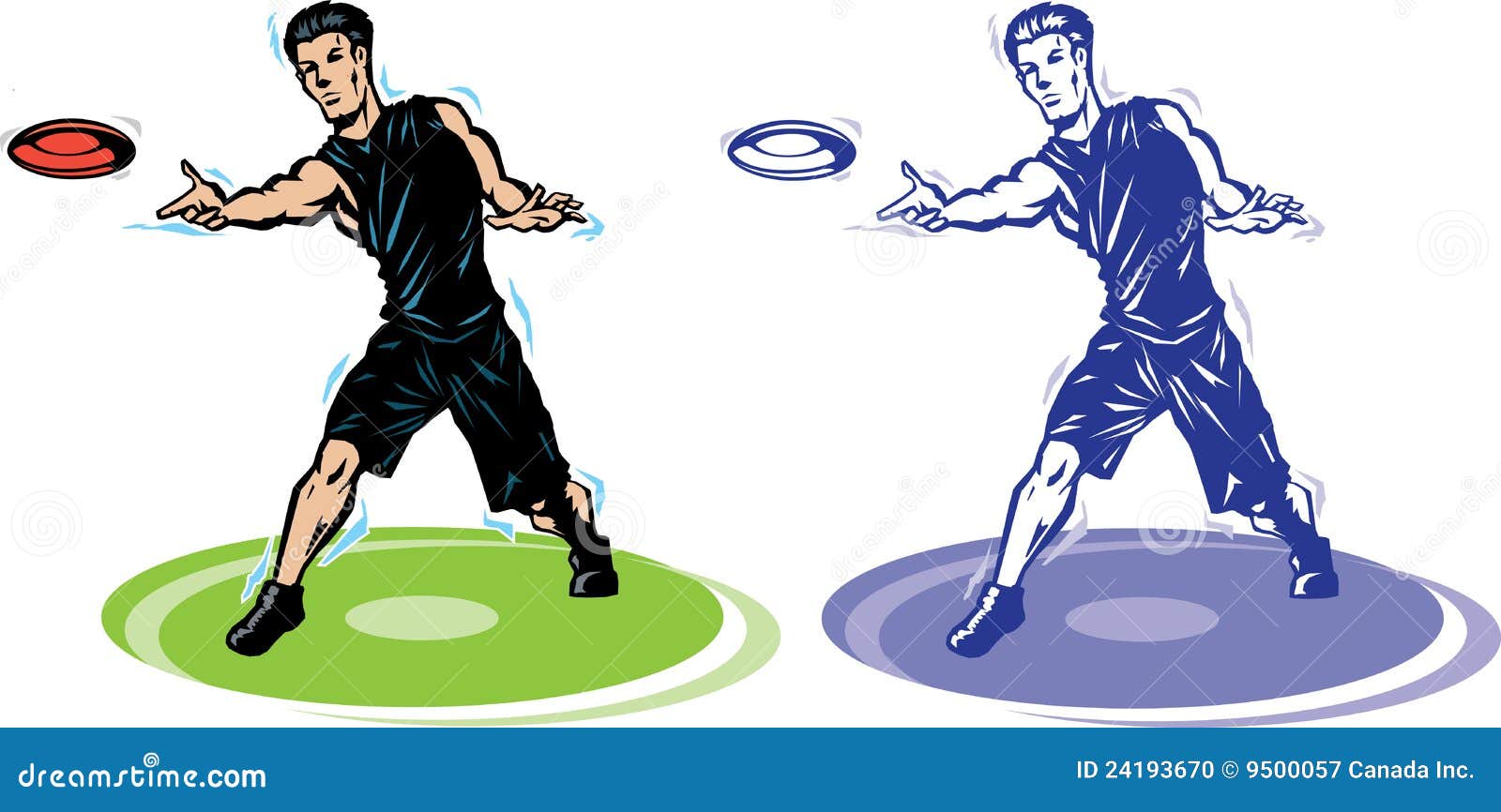 Frisbee Player Catching Flying Frisbee Cartoon Vector | CartoonDealer ...