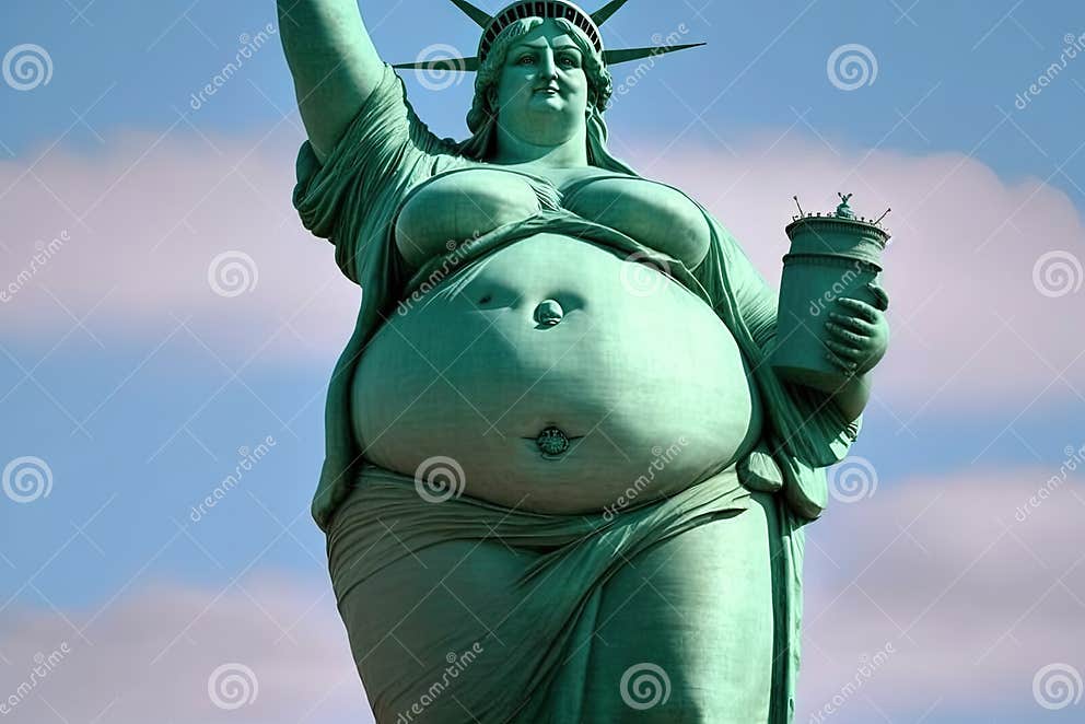 Ultra Fat Liberty Statue in New York Illustration Generative Ai Stock ...