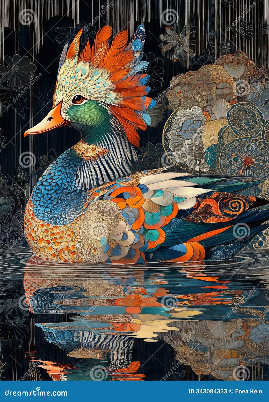 mandarin duck on serene waters