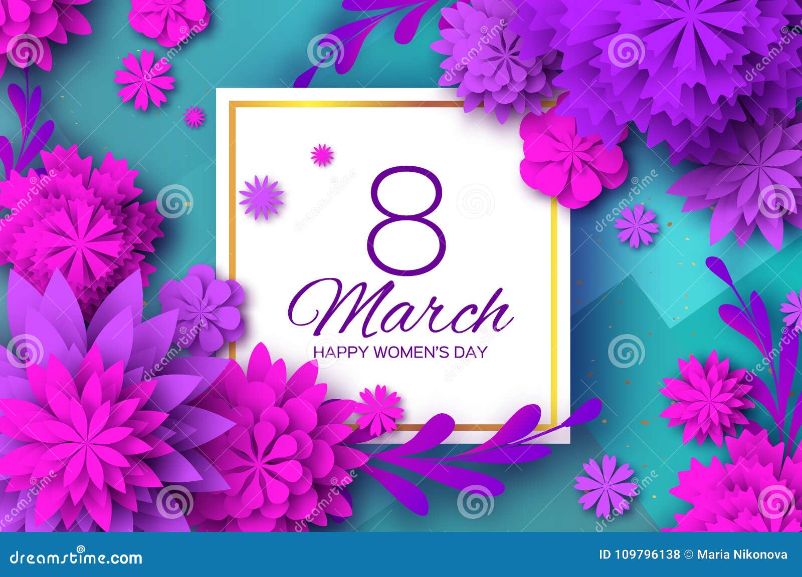 Ultra Violet Pink Paper Cut Flower. 8 March. Womens Day Greetings ...