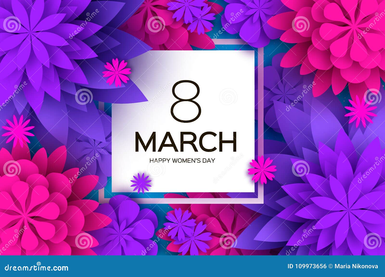 Ultra Violet Pink Paper Cut Flower. 8 March. Womens Day Greetings ...