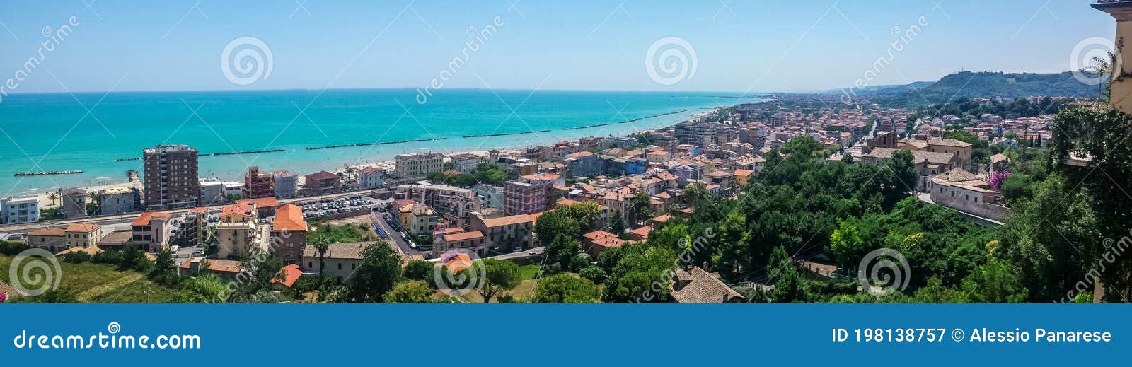 ultra wide view of grottammare in italy