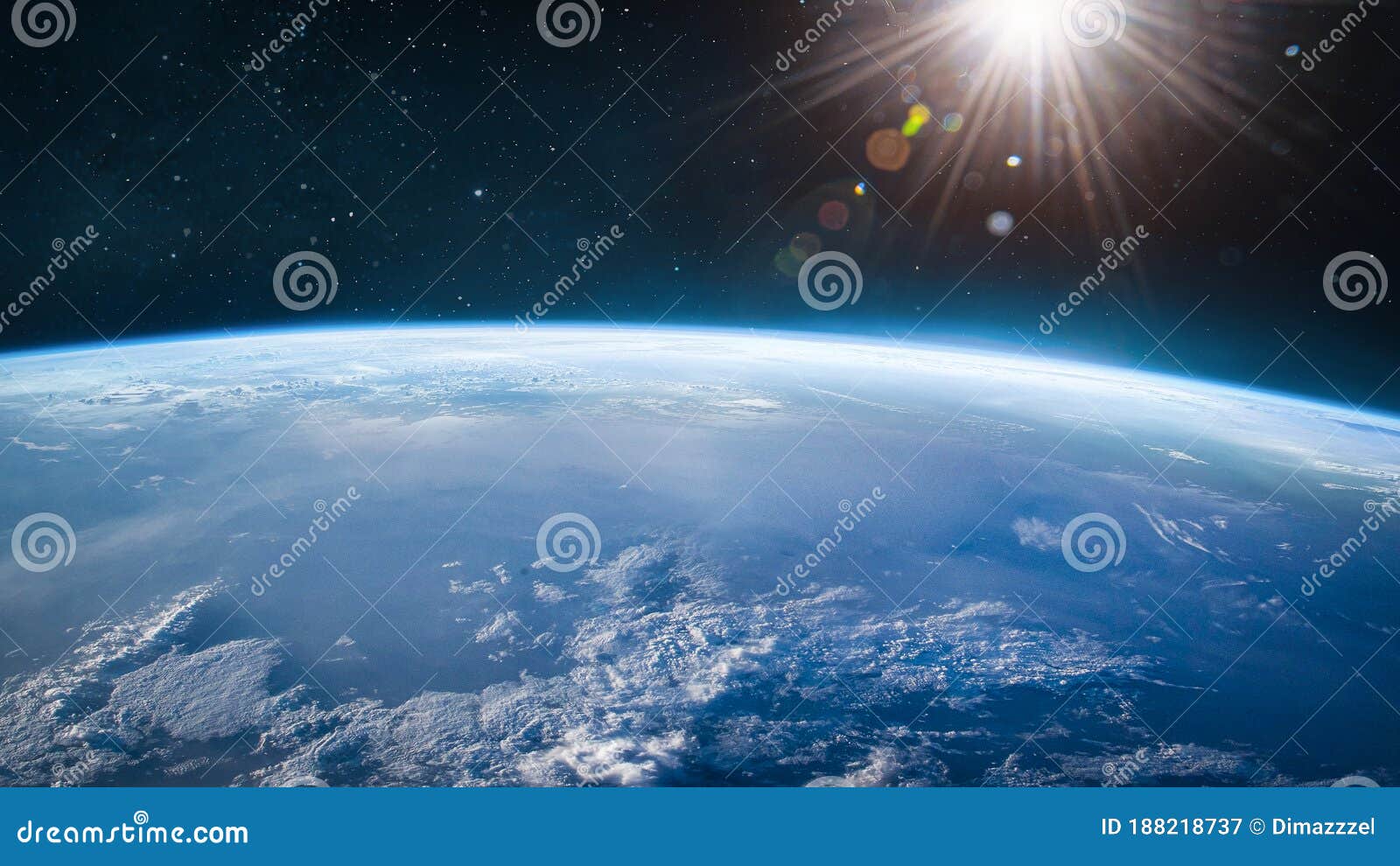 ultra wide wallpaper of earth in the outer space. orbit of planet.