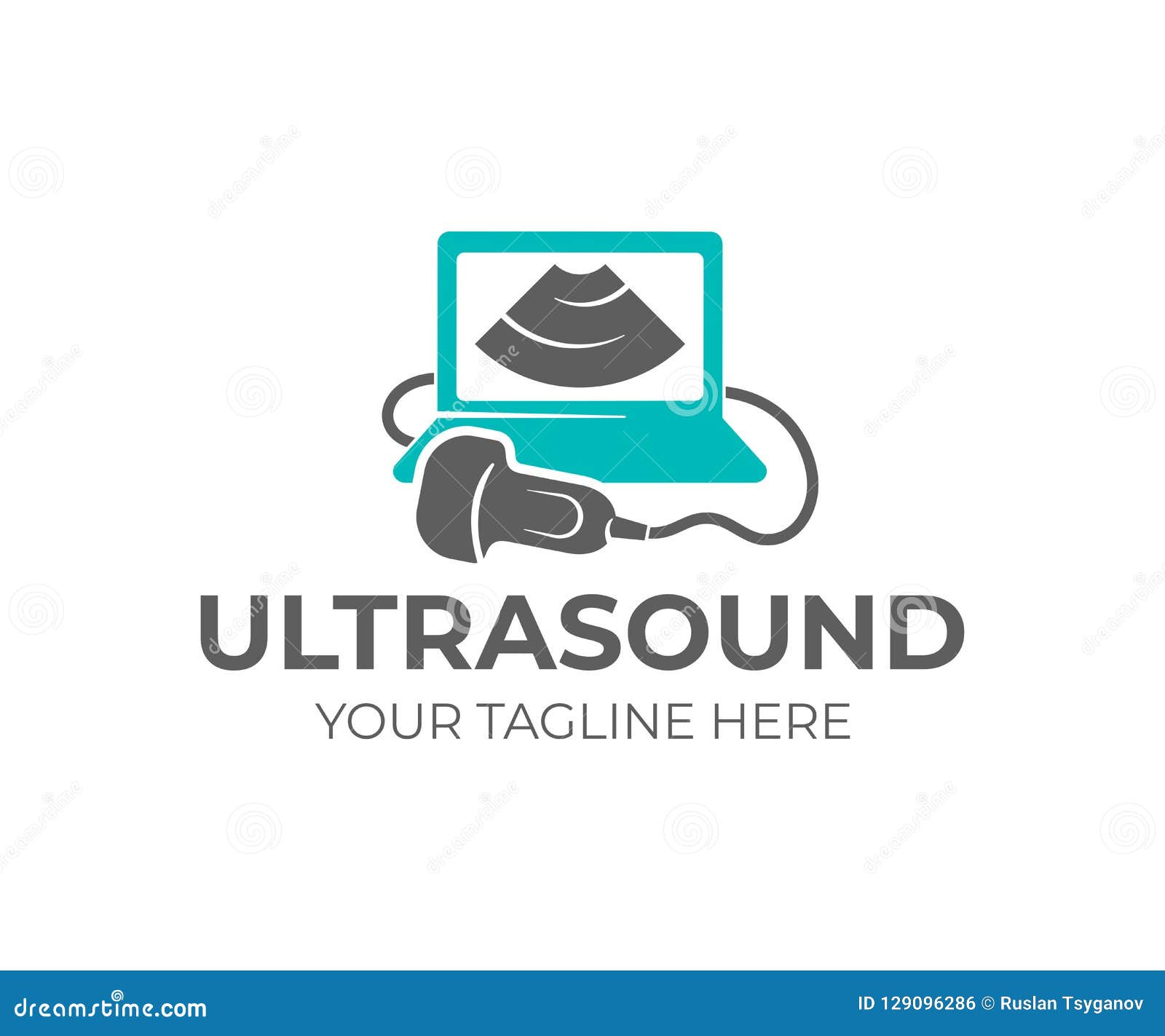 ultrasound diagnosis, ultrasound machine and sonogram, logo . medical research, gynecology clinic, polyclinics, obstetrics a
