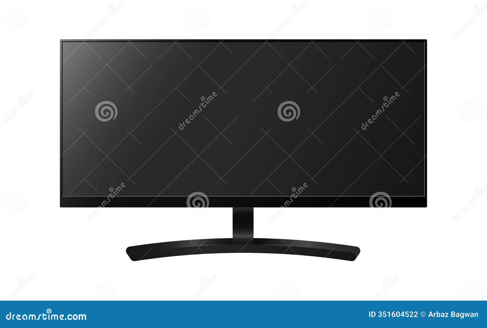 ultrawide led tv in 21.9 aspect ratio. realistic tv mockup on white background
