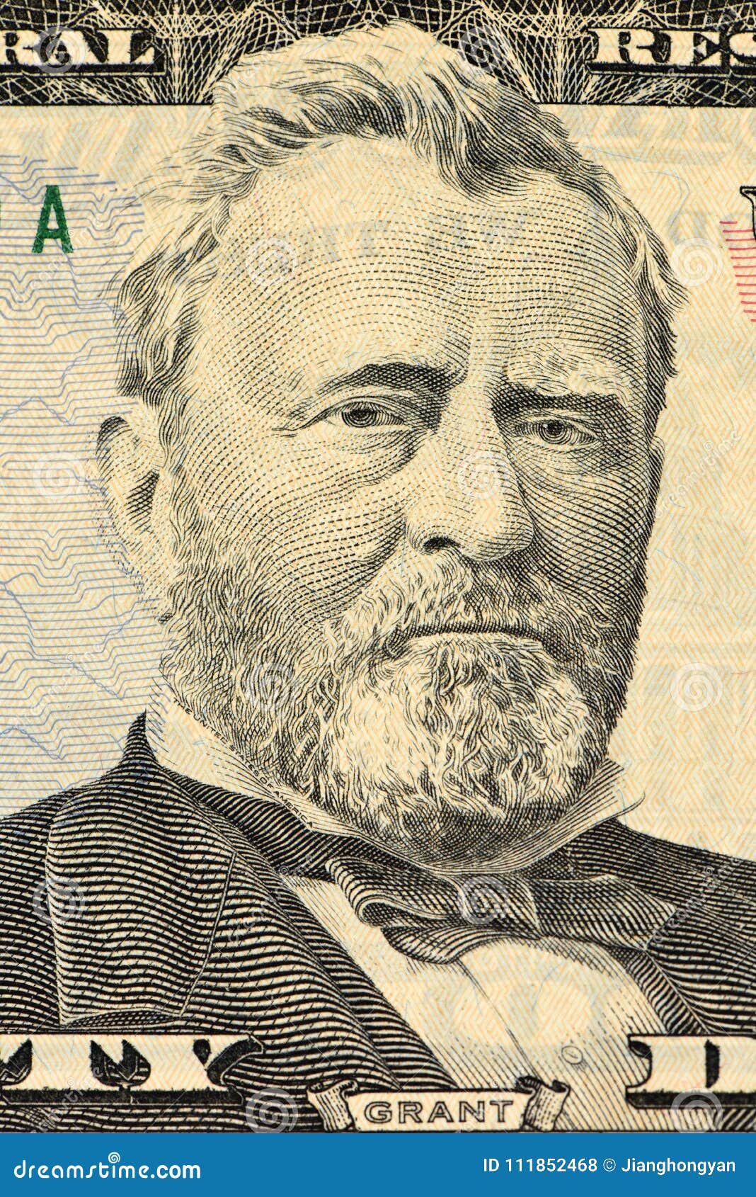 Portrait of US president Ulysses Simpson Grant on 50 dollars