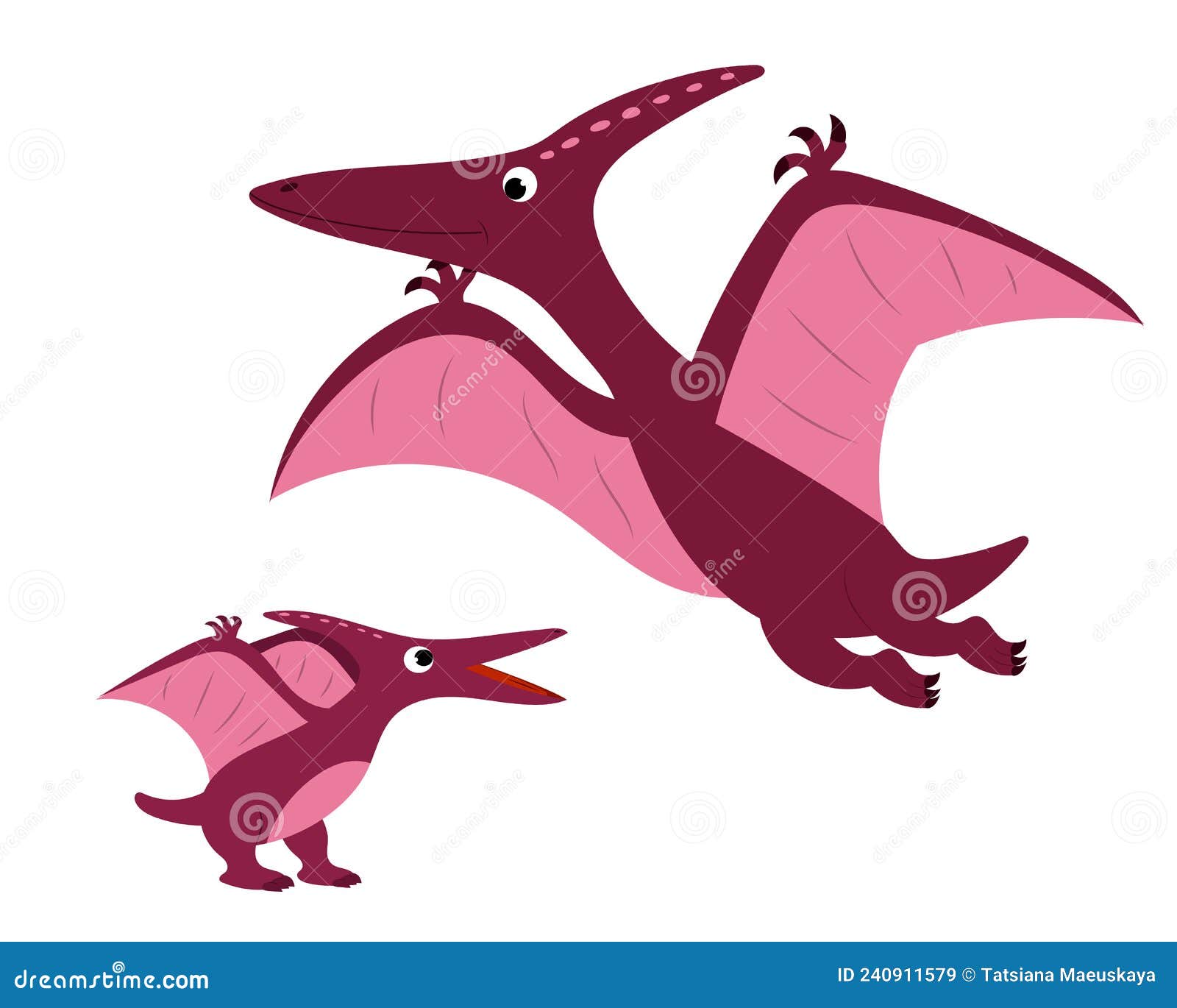 Desenhos animados bonitos de dinossauro rosa sobre fundo branco