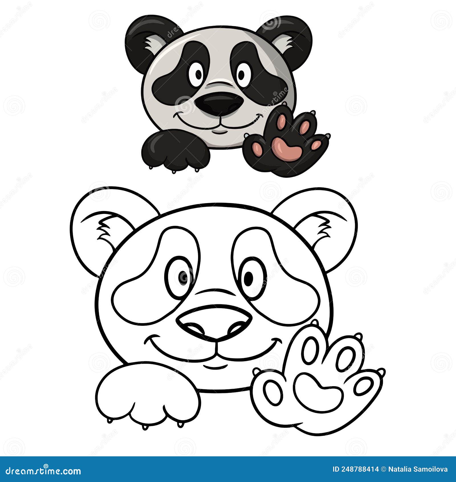 Vetores de Desenhos Para Colorir Panda Feliz Livro De Colorir Para