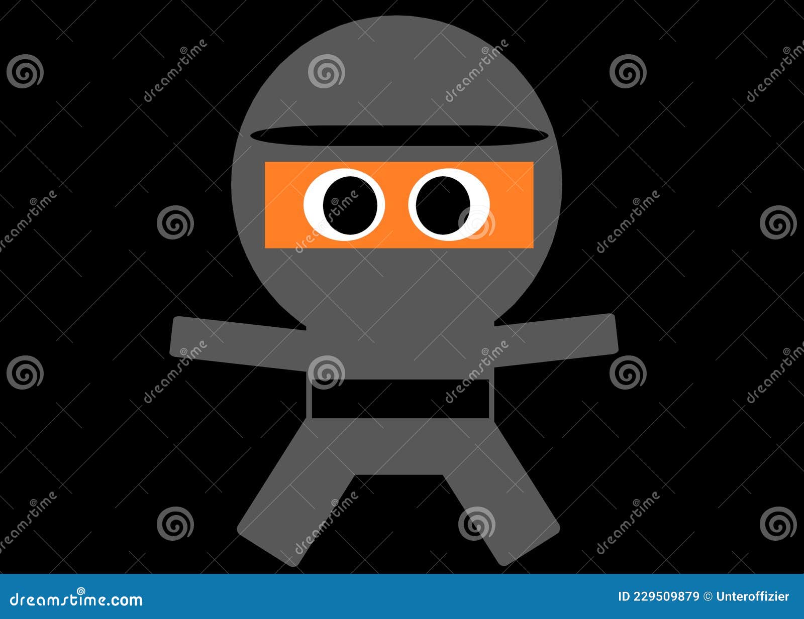 Um Desenho Animado, Simples E Bonito, Com a Impressão De Um Ninja  Cinzento-escuro Com Cinto Preto E Olhos Redondos Grandes Como Pa Ilustração  Stock - Ilustração de faceless, cartoons: 229509879