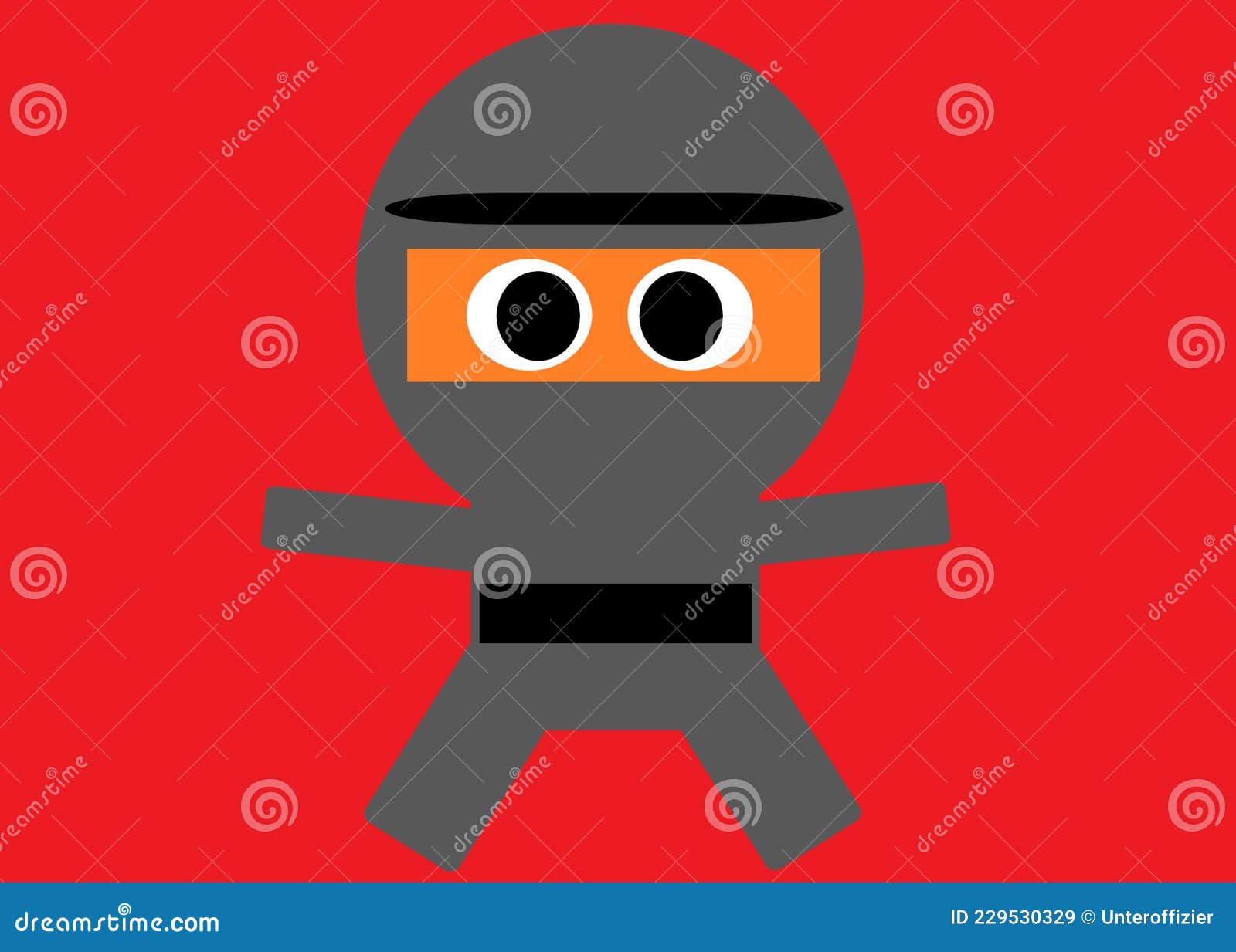 Um Desenho Animado, Simples E Bonito, Com a Impressão De Um Ninja  Cinzento-escuro Com Cinto Preto E Olhos Redondos Grandes Com Pan Ilustração  Stock - Ilustração de olho, grande: 229464732