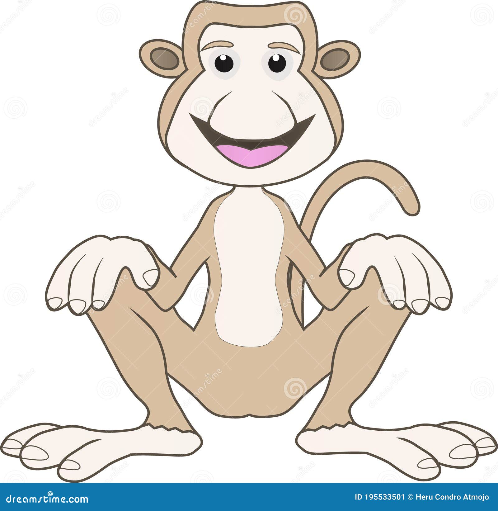 Desenho Animado De Macaco Sorridente E Marrom. Ilustração do Vetor