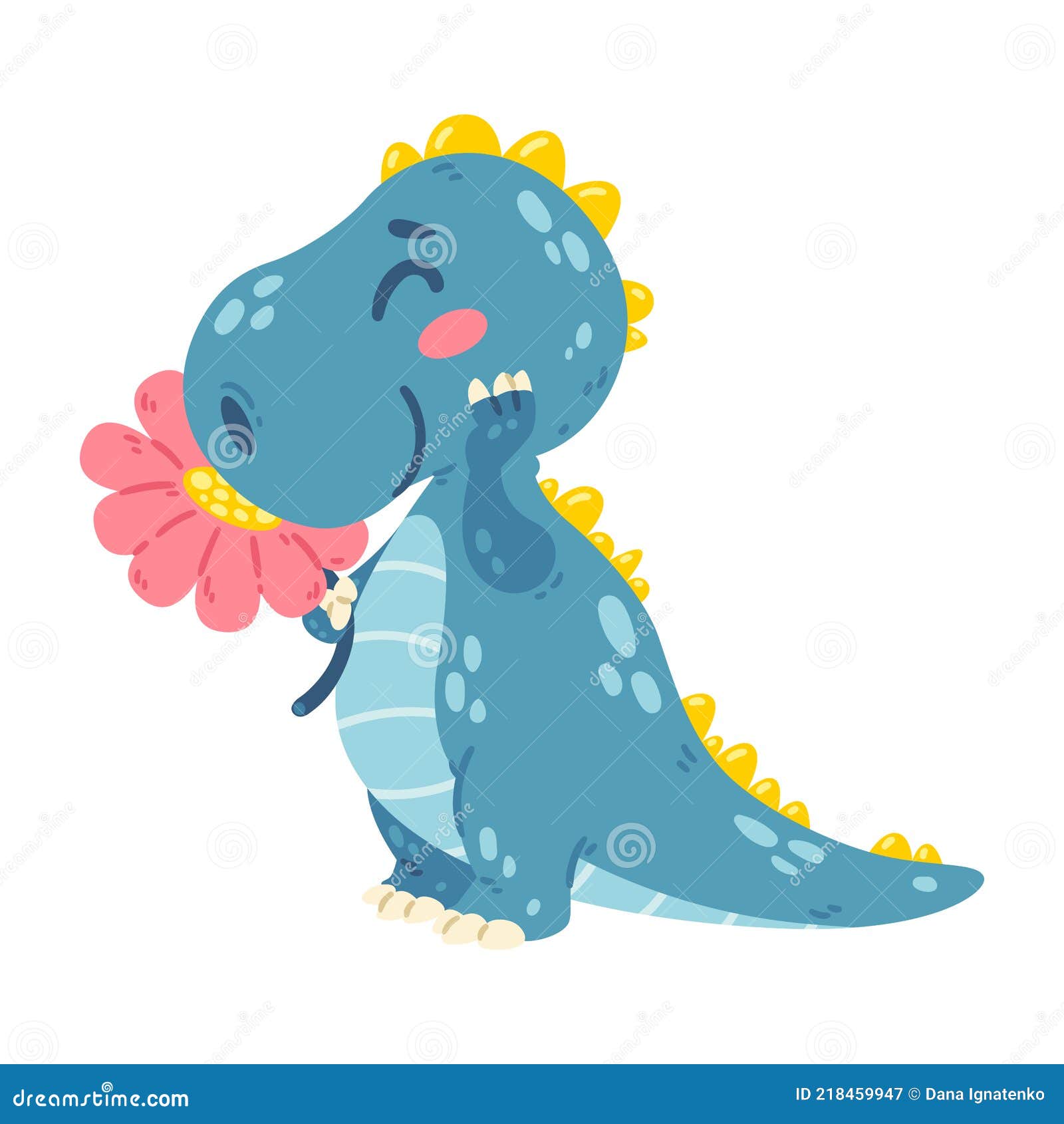 Personagem de desenho animado de dinossauro rosa doce