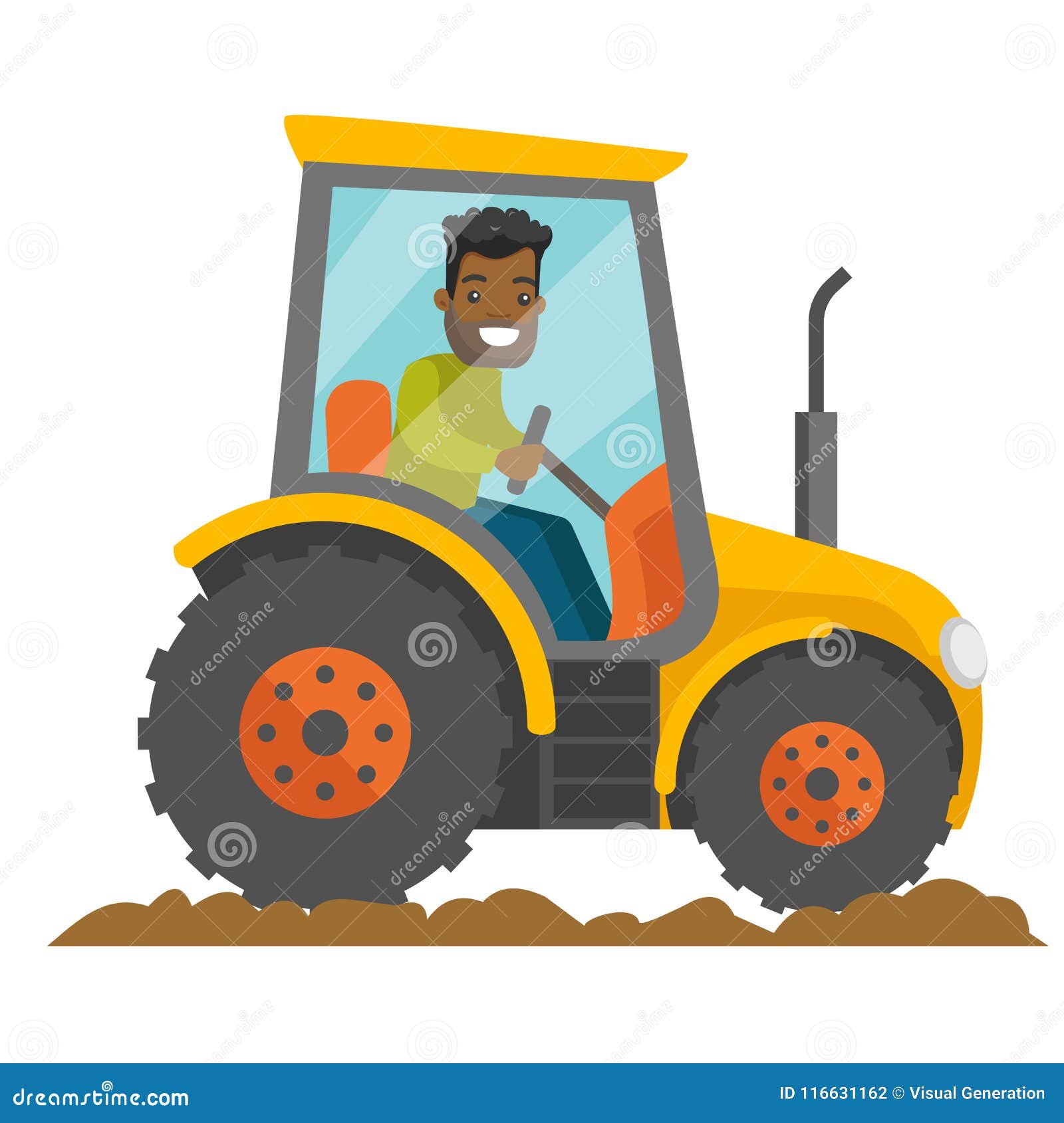 Trator E Agricultor De Cena De Desenho Animado Na Exploração Ilustração  Stock - Ilustração de fazendeiro, cultivo: 257315905
