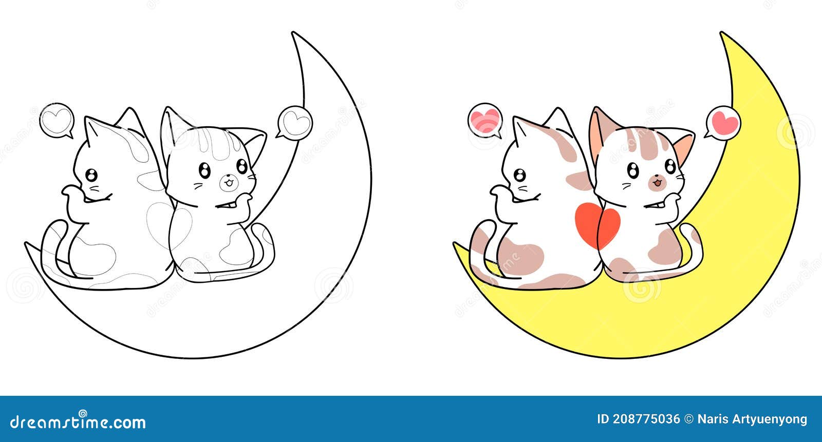 Desenhos para colorir de desenho de um lindo gato kawaii para colorir  