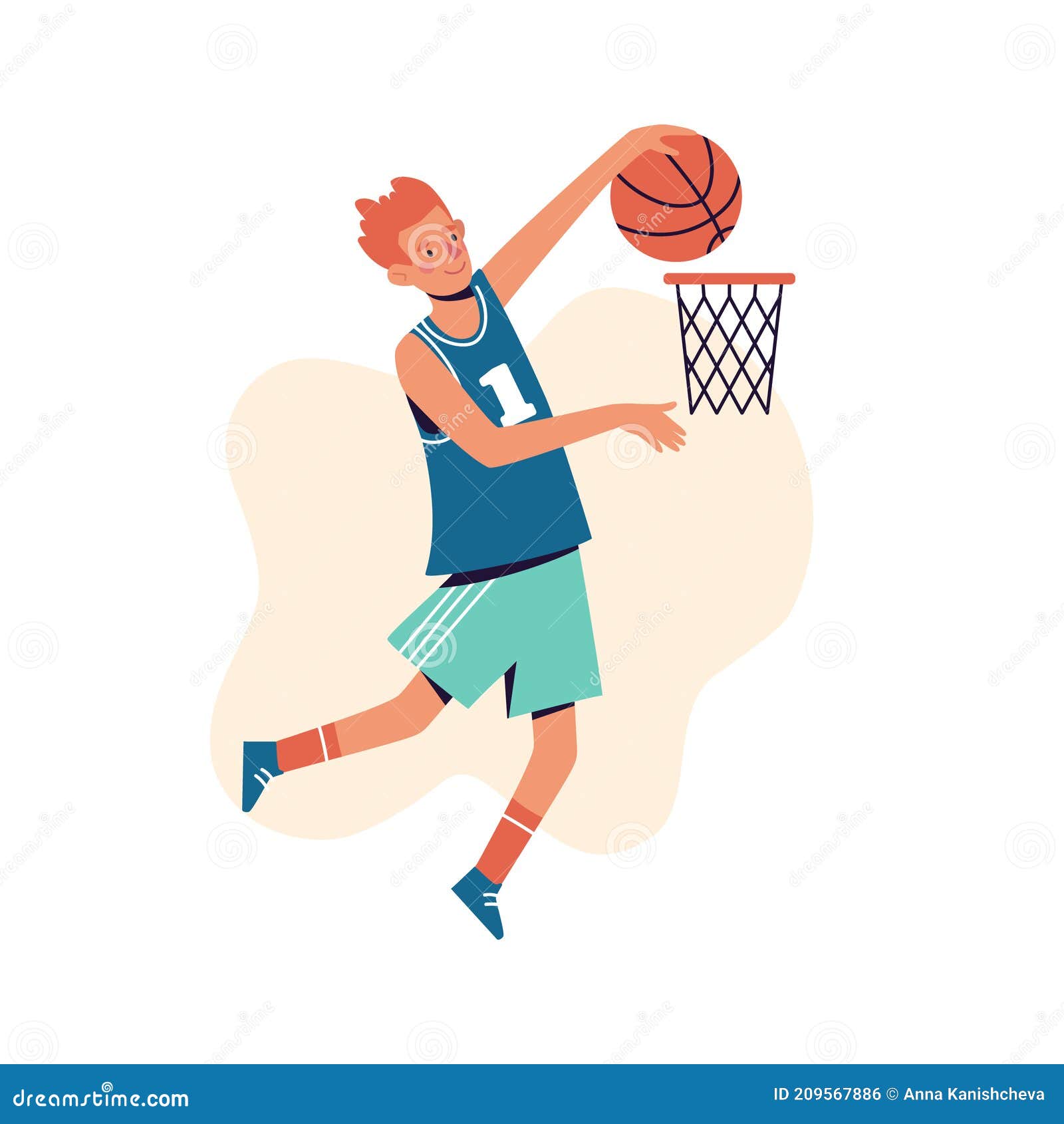 Pessoas Jogando Basquete Na Ilustração Do Vetor De Cor Plano Da