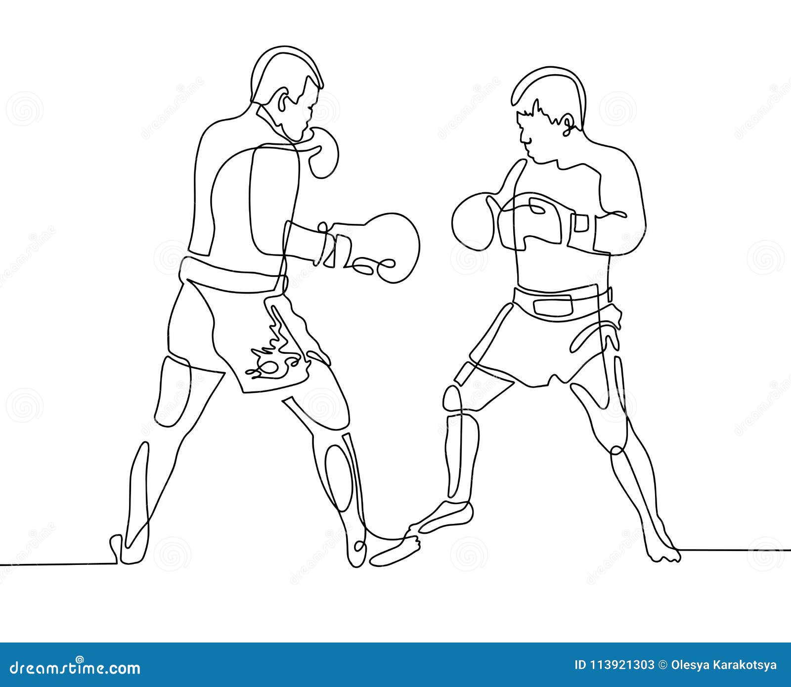 O desenho de arte de linha única do jogador de boxe continua a ilustração  vetorial de linha