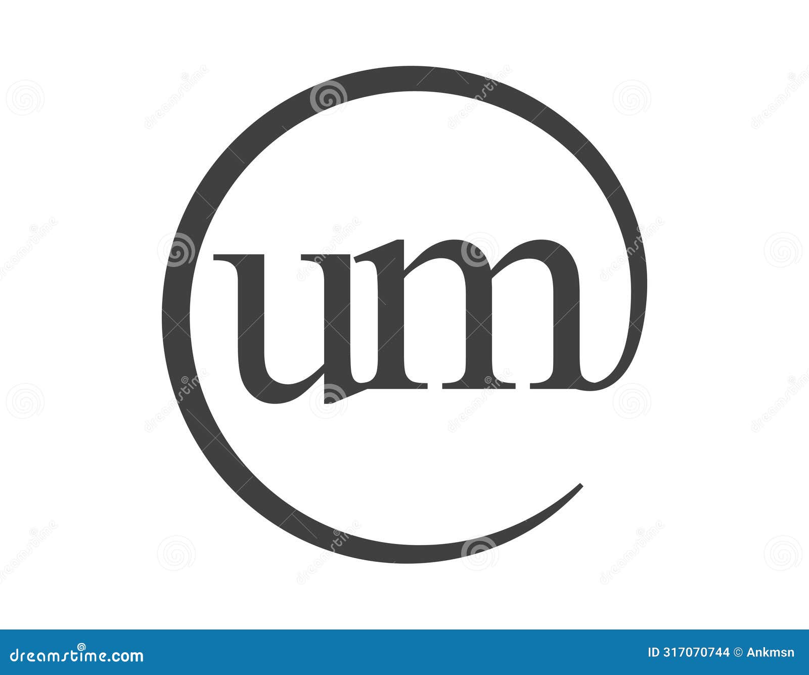 um logo from two letter with circle  email sign style. u and m round logotype of business company