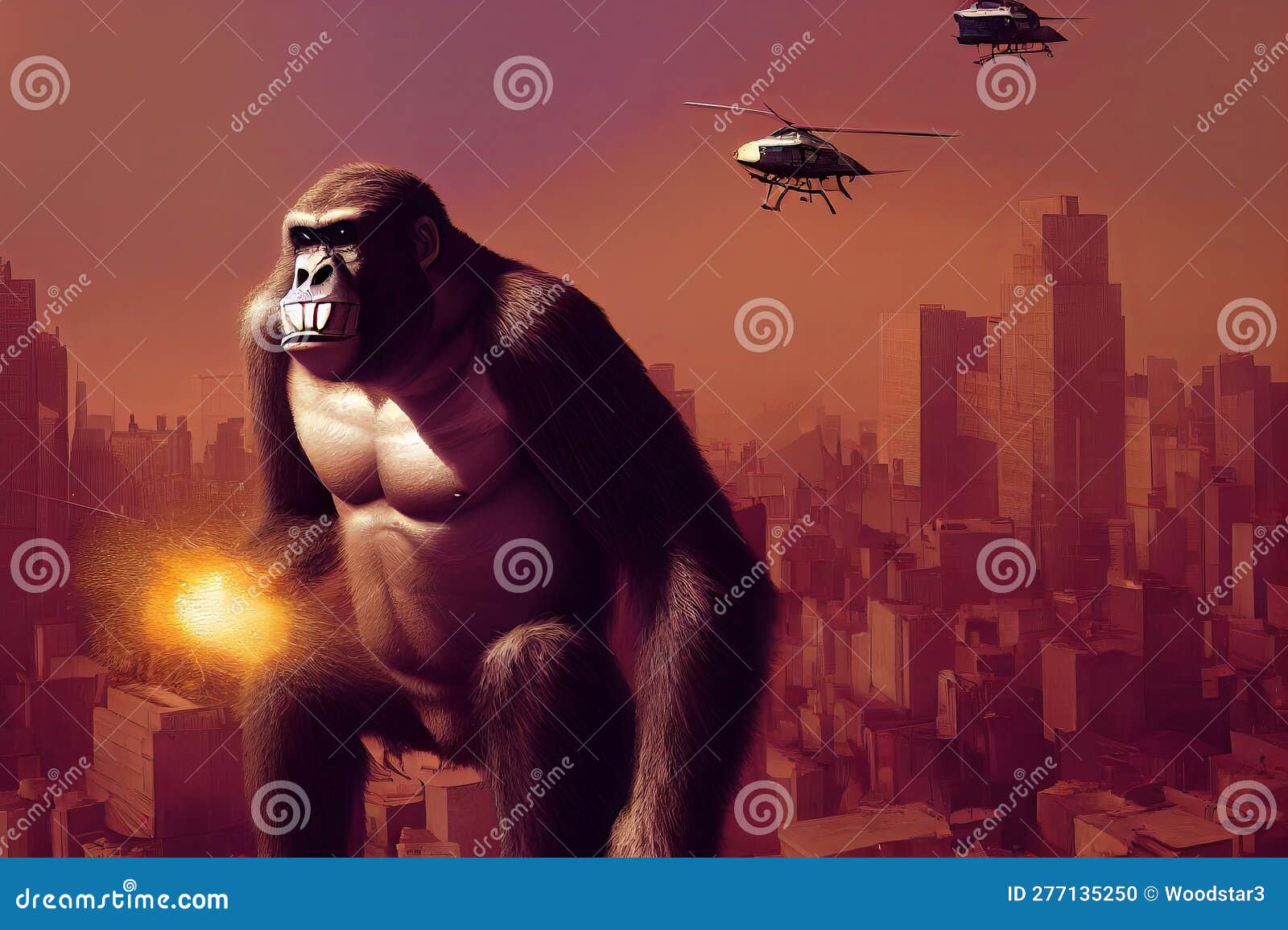 Um Macaco Gigante Numa Metrópole. Ilustração Para Cartoons Publicitários  Jogos Mídia Impressa. Minhas Coleções Ilustração Stock - Ilustração de  cidade, verde: 277135250