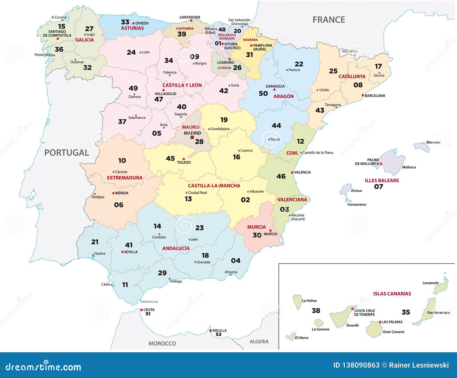 Mapa de espanha e portugal por zonas