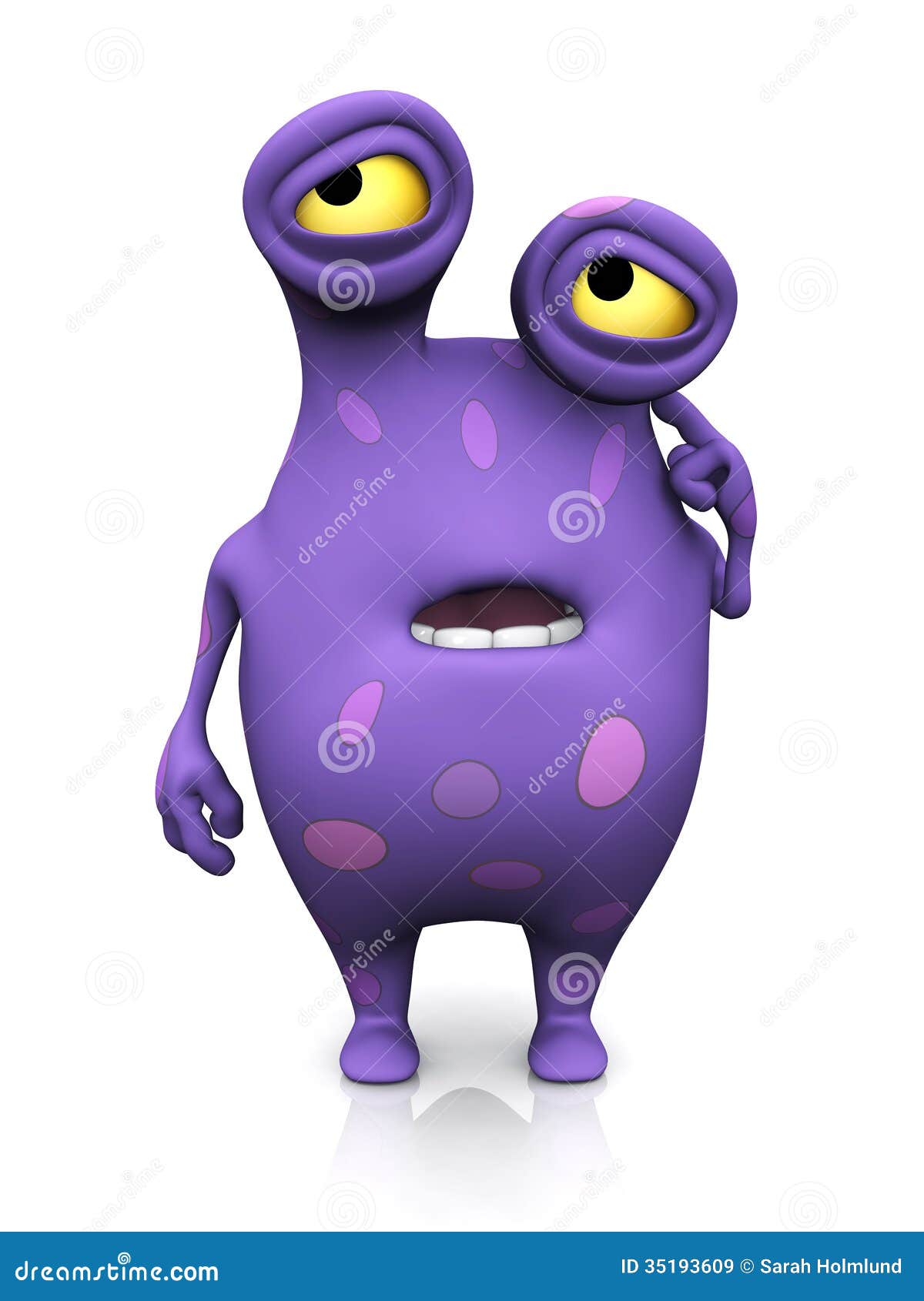 Confuso desenho animado monstro roxo vetor ilustartion