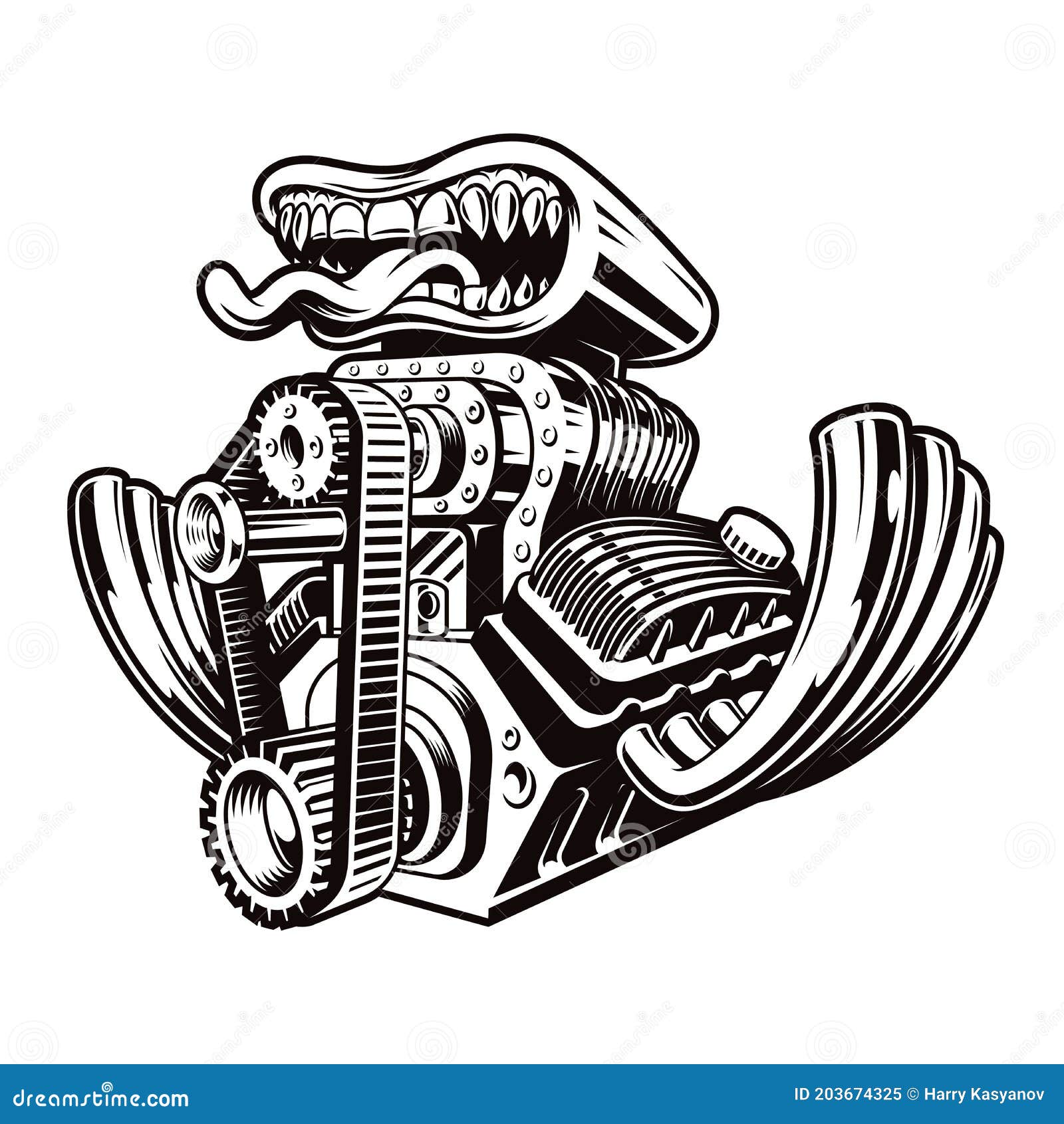 Um Motor a Quente De Desenho Animado Preto E Branco Ilustração do Vetor -  Ilustração de retro, quente: 203674325