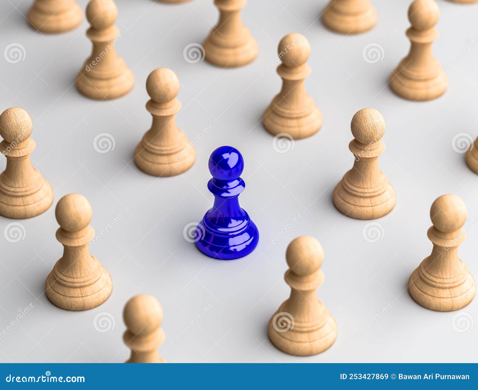 Peão azul 3d ou ilustração vetorial de peça de xadrez