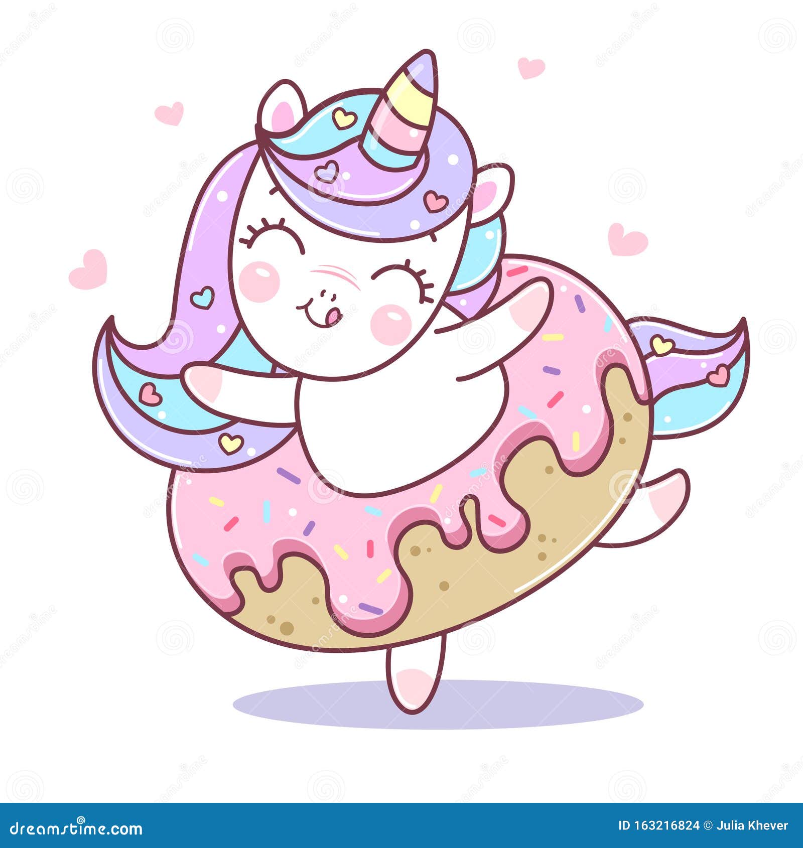 Unicórnio fofo com desenho de donut